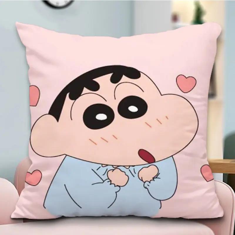 Crayon Shin-chan Pillow Case Cartoon Square Cushion Case Dustproof Pillow Cover Home Sofa Living Room Bed Couch Decor Pillowcase