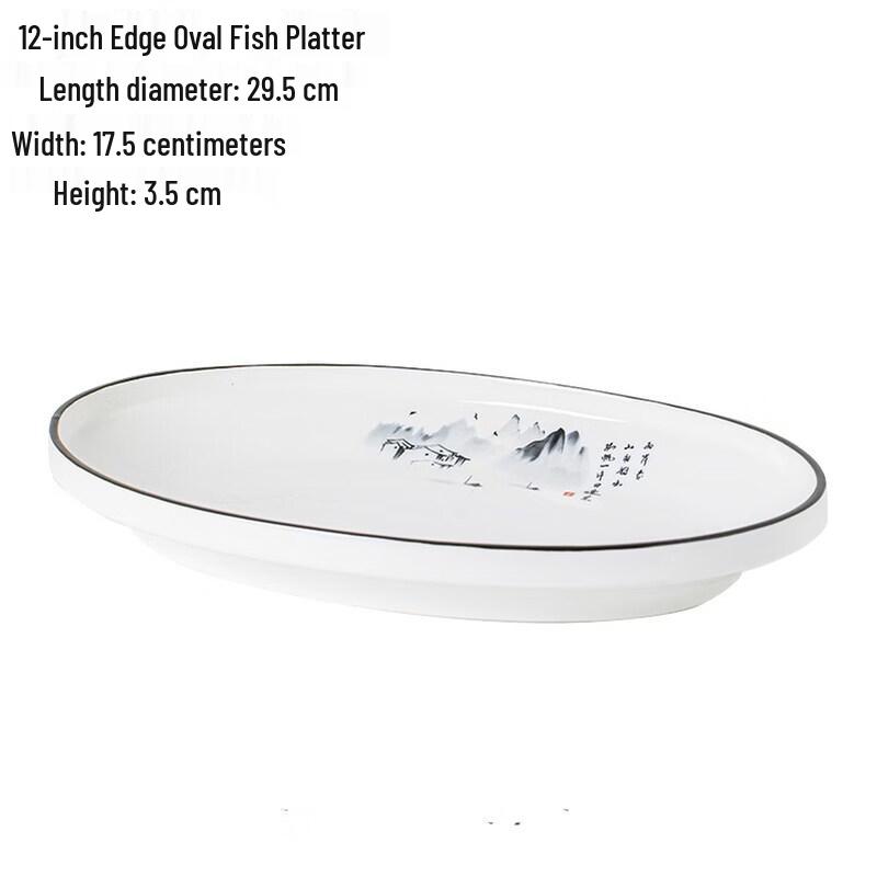 Chinese Style Underglaze Ceramic Irregular Dinner Plates