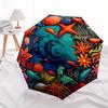 Underwater Paradise: Vibrant Sea Life Circular ArtworkUmbrella, Portable 3-Fold Compact Umbrella for Men & Women Gift