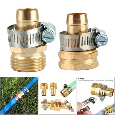 1 Pair 5/8 Inch Garden Brass Mender End Repair Kit Solid Hose Adapter Sprayers Nozzle with