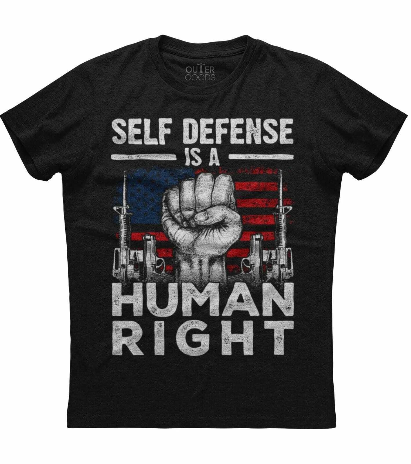Self Defense Is A Human Right, Gun Printed Men s New Patriotic Black T-shirt XXXXL