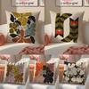 Decorative Botanical Print Pillow Case Anti-dustmite Invisible Zipper Sofa Bed