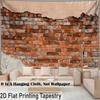 2D Flat Printed Vintage Red Brick Wall Tapestry Peach Skin Fabric Wall Hanging Industrial Loft Bedroom Living Room Decor