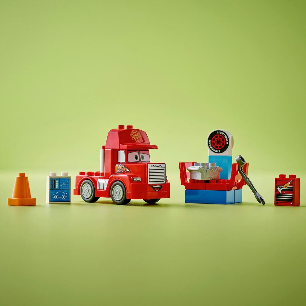 LEGO Duplo Race Track Mac Toy, Birthday Gift, Educational Building Blocks, for Boys and Girls, Ages 1.5, 2, and 4, Vehicle, Miniature Car, 10417