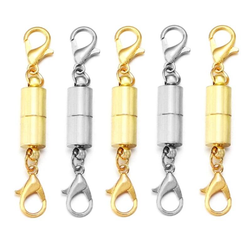4Pcs/Lot Round Magnetic Clasps for Jewelry Making Magnet End Clasp Connectors Buckle Metal Clasp with Lobster Clasps.