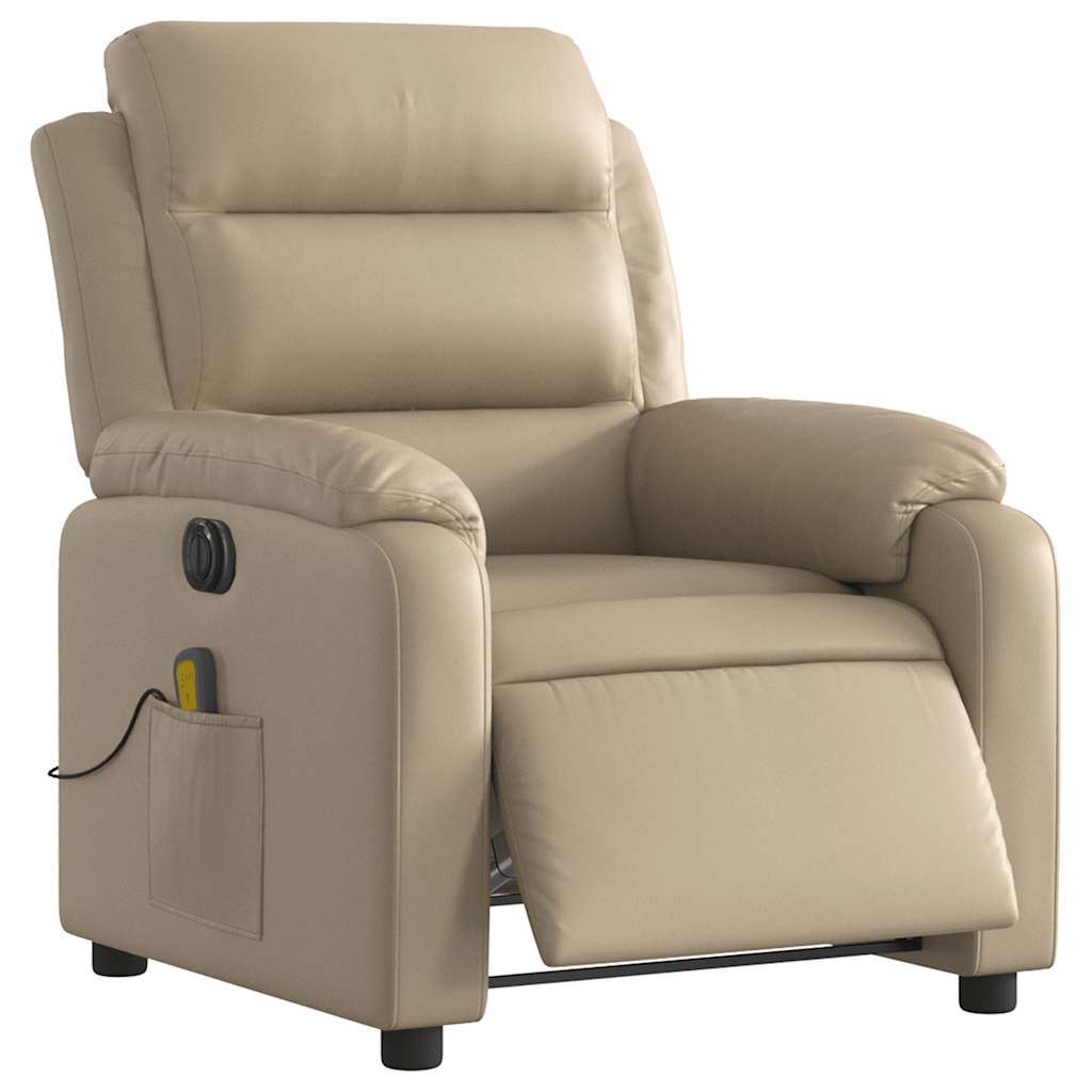 Electric Massage Recliner Cappuccino Brown Faux Leather