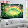 2D St. Patrick's Day Backdrop, Green Clover & Glitter Rainbow Photography Banner