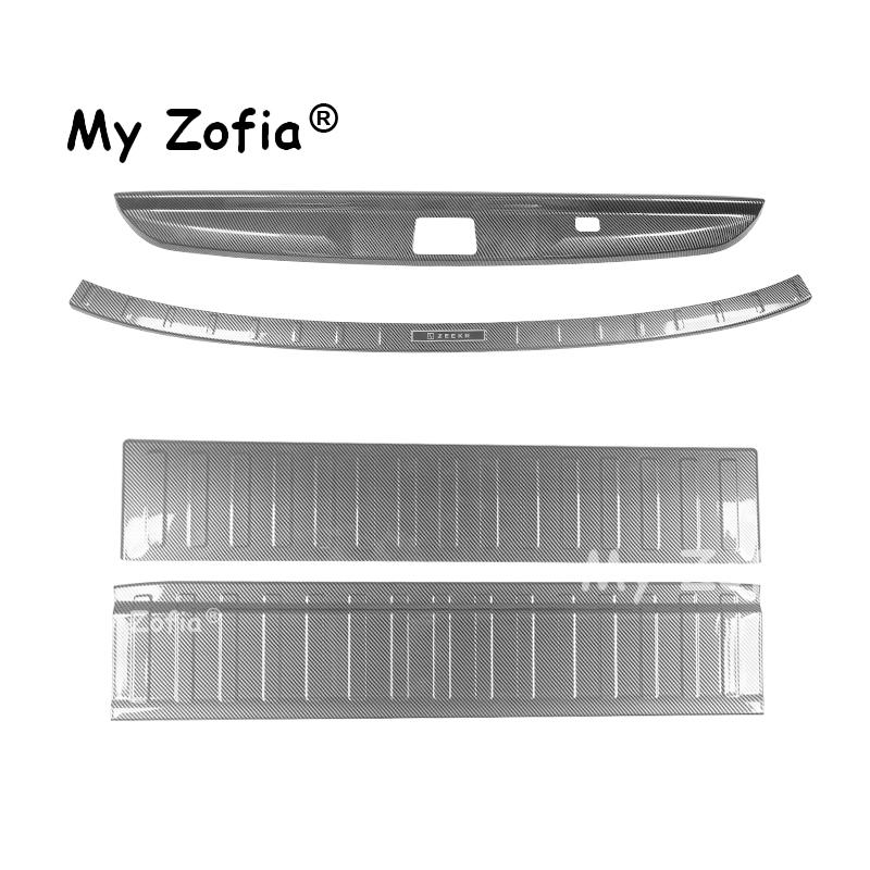 For ZEEKR 9X 2025 2026 Car Rear Guard Plate Trunk Protective ABS Carbon fiber Pattern Cover Interior Accessories