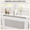 Radiator Cover, Slatted Design, Adjustable Length 125-201 Cm, MDF, White