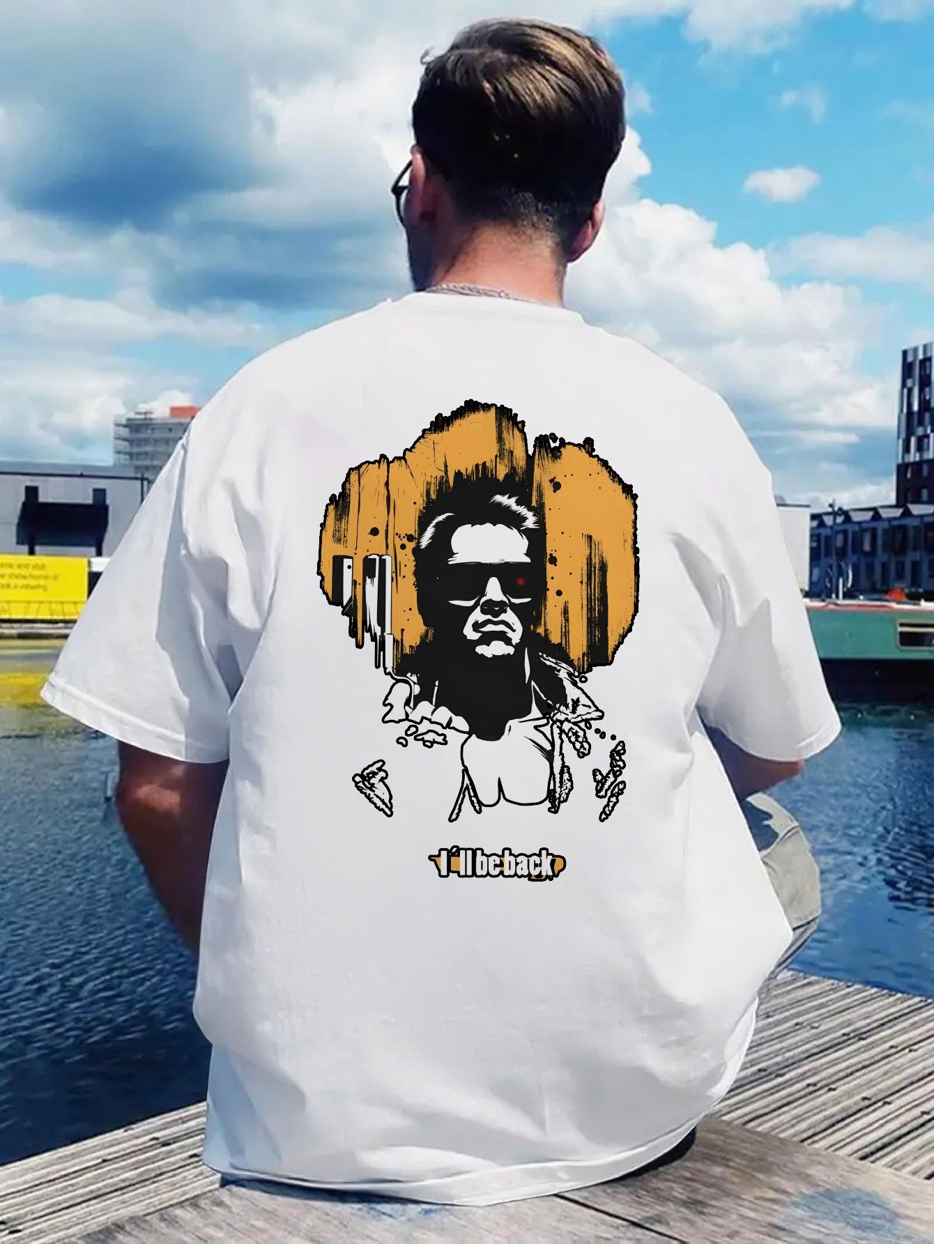 Retro Rock Band Graphic T-shirt - I ll Be Back Design with Glasses & Guitar Print M