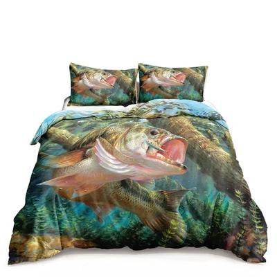 Big Pike Fish Comfortable Duvet Quilt Cover Pillowcase Bedding Set Children Bedroom Decoration Home Textile