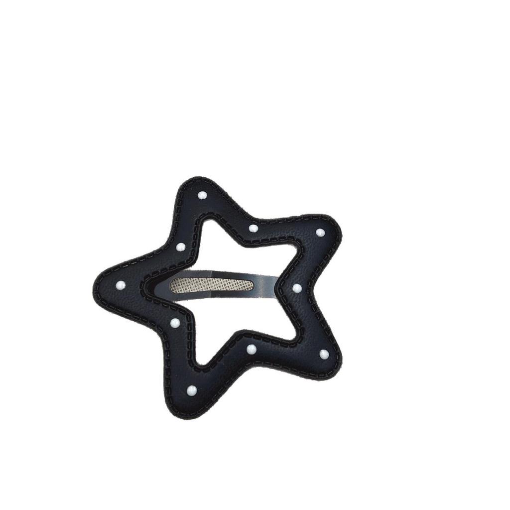 Polka Dot Leather Pentagram BB Hair Clips - Cloud Side Bangs Bobby Pins Hair Accessories