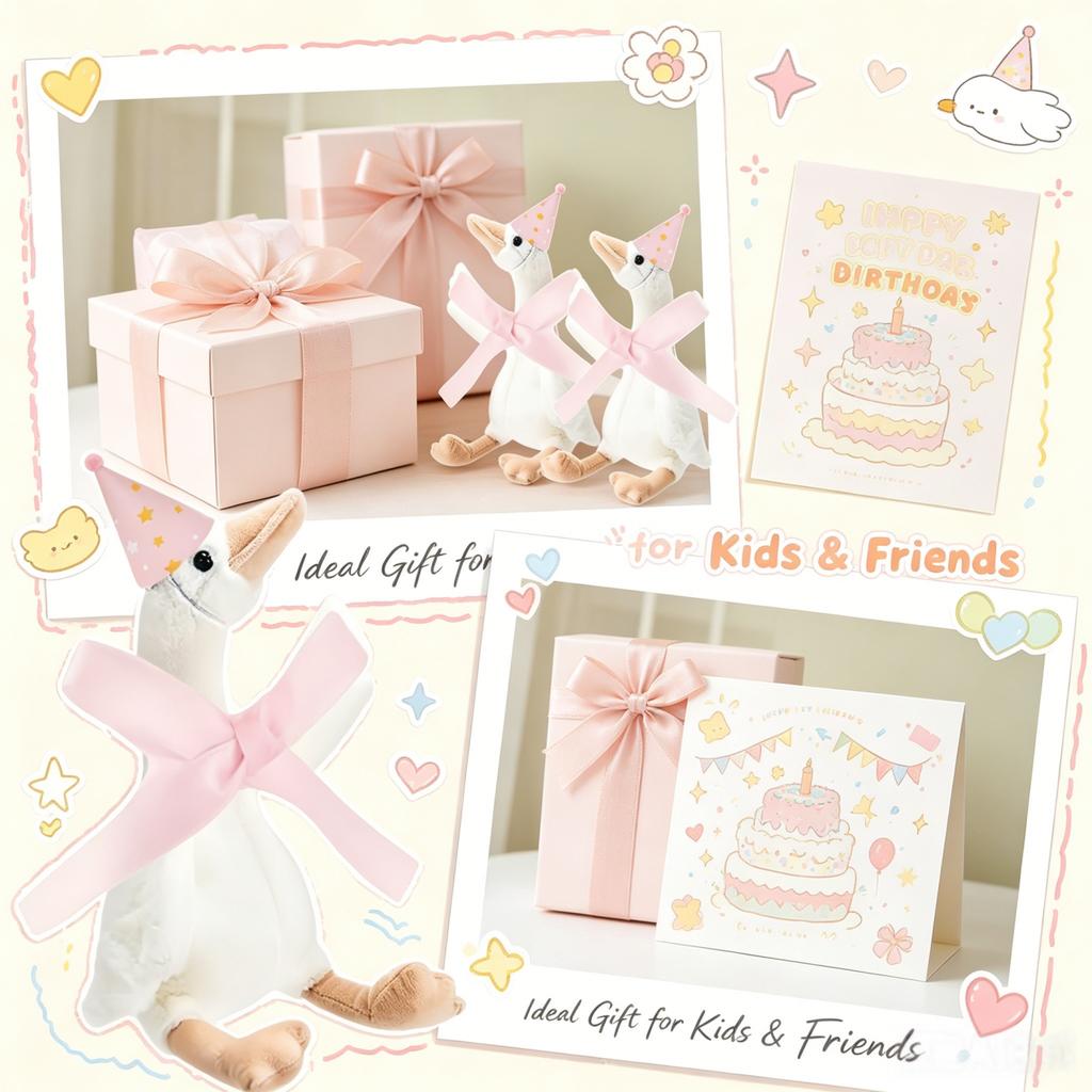6/12/24Pcs One Silly Goose Adopt a Goose Party Favor 11.8 Inch Plush Goose With Mini Hat Ribbon Baby Shower Birthday Party Gift