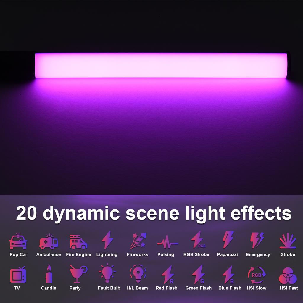 Andoer W150RGB Hand-RGB-Lichtröhre, LED-Videolichtstab, 2500 K-9000 K, dimmbar, 20 Beleuchtungsszenen