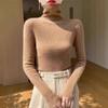 Korean Style Slim Fit High-Neck Sweater for Women - 2024 Autumn/Winter Long Sleeve Knit Base Layer