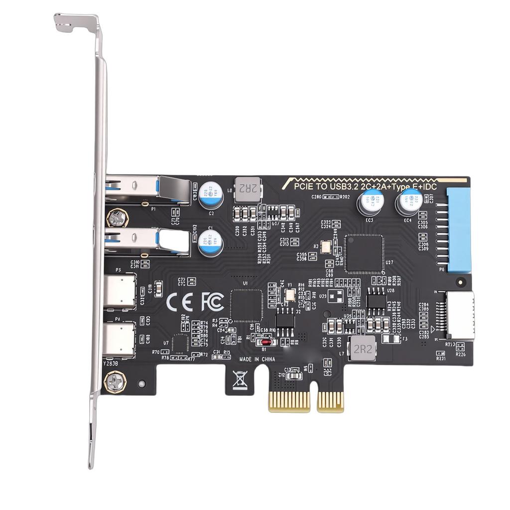 5Gbps PCIE USB Expansion Card with 2 Type C 2 USB 3.0 Type E 19Pin IDC Port PCIE Front Panel Adapter for Desktop PC