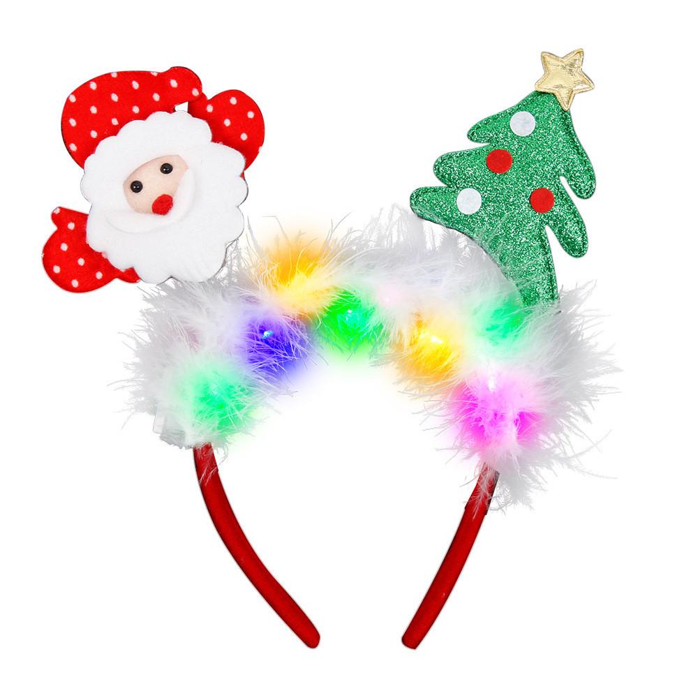 Unique And Colorful Christmas Antler Headband With Soft Plush And Lights For Creative Outfits Party