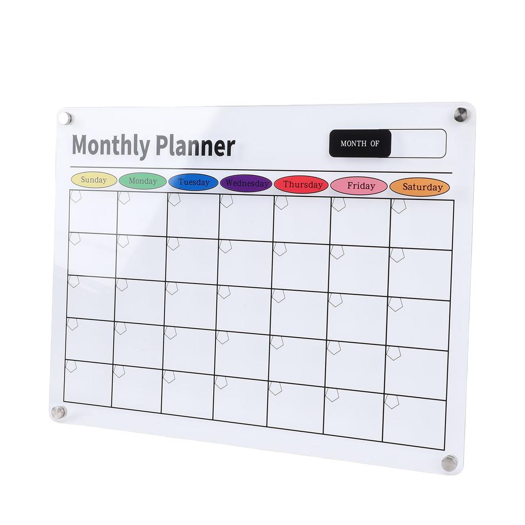 Dry Erase Calendar Transparent Acrylic Magnetic Monthly Planning Board for Fridge Kitchen