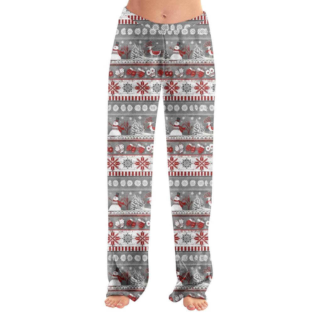 Women's Flannel Christmas Print Pajama Pants, Comfortable Warm Sleep Pants