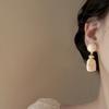French Retro Cream Almond And Sunset Orange Acrylic Long Pendant For Women's Party Jewelry Earrings