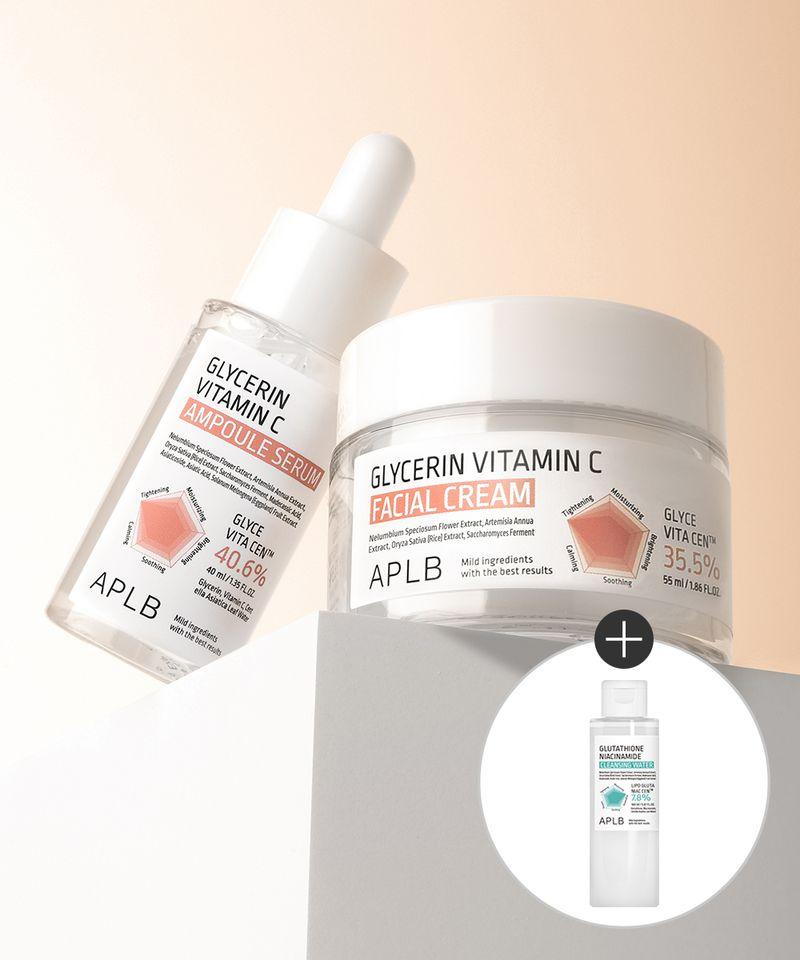 Glycerin Vitamin C Ampoule + Cream Set (Free Gift: 1 160ml Cleansing Water)