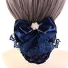 Rhinestone Bowknot Spring Clip Ribbon Nurse Hair Clip Sweet Hair Net Cover  Girls