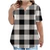 Children's Plus-size T-shirt Casual Fashion Plaid V-neck Short-sleeved Pocket Top