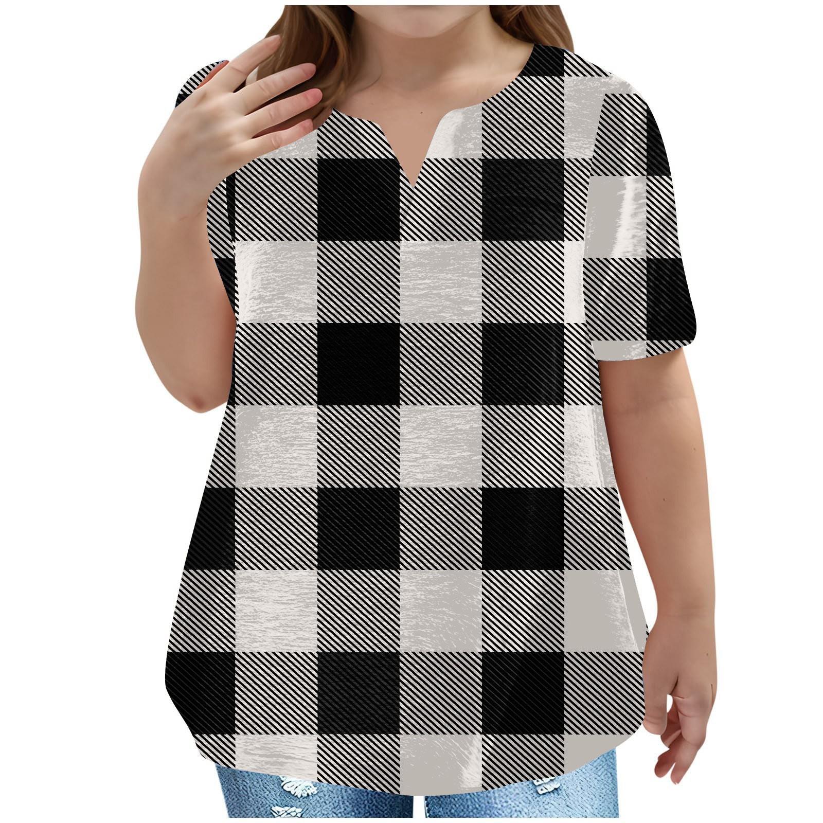 

Детская футболка больших размеров, повседневная, модная, клетчатая, с V-образным вырезом, короткими рукавами и карманом 160 белый