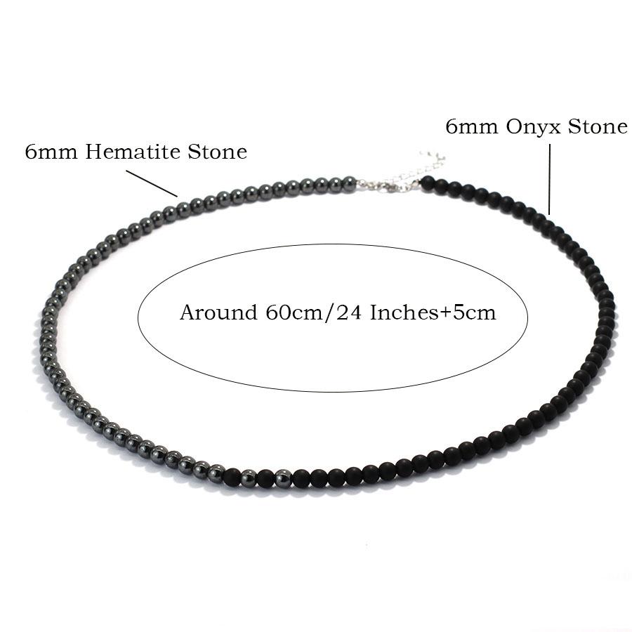 Nuova Collana Bicolore Bianco Nero Per Uomo Fibbia in Acciaio Inossidabile 24 Pollici 6mm Occhio di Tigre Lava Pietra Ematite Collare Curativo