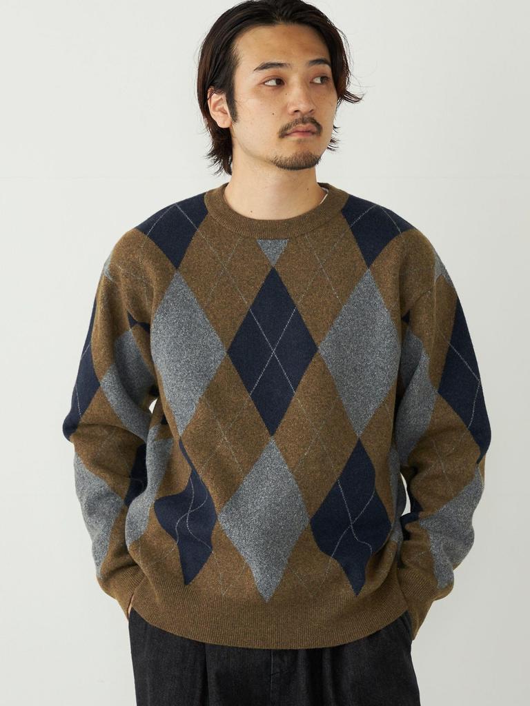 Ships Colors Machine Washable Mochifuwa All-Over Print Knit 216060007 Black Large