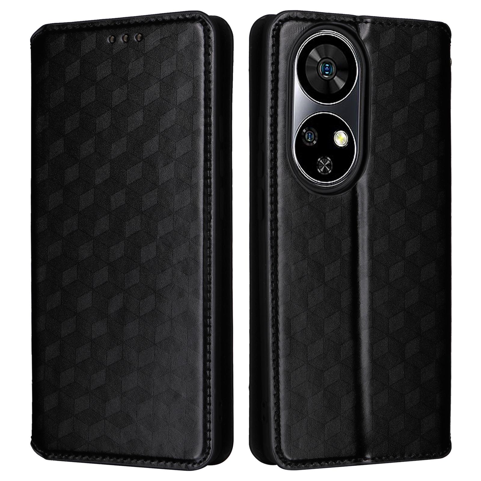 

Для Ulefone Note 17 Pro Чехол PU Кожаный Чехол для Телефона Ромбический Узор Функция Подставки Black