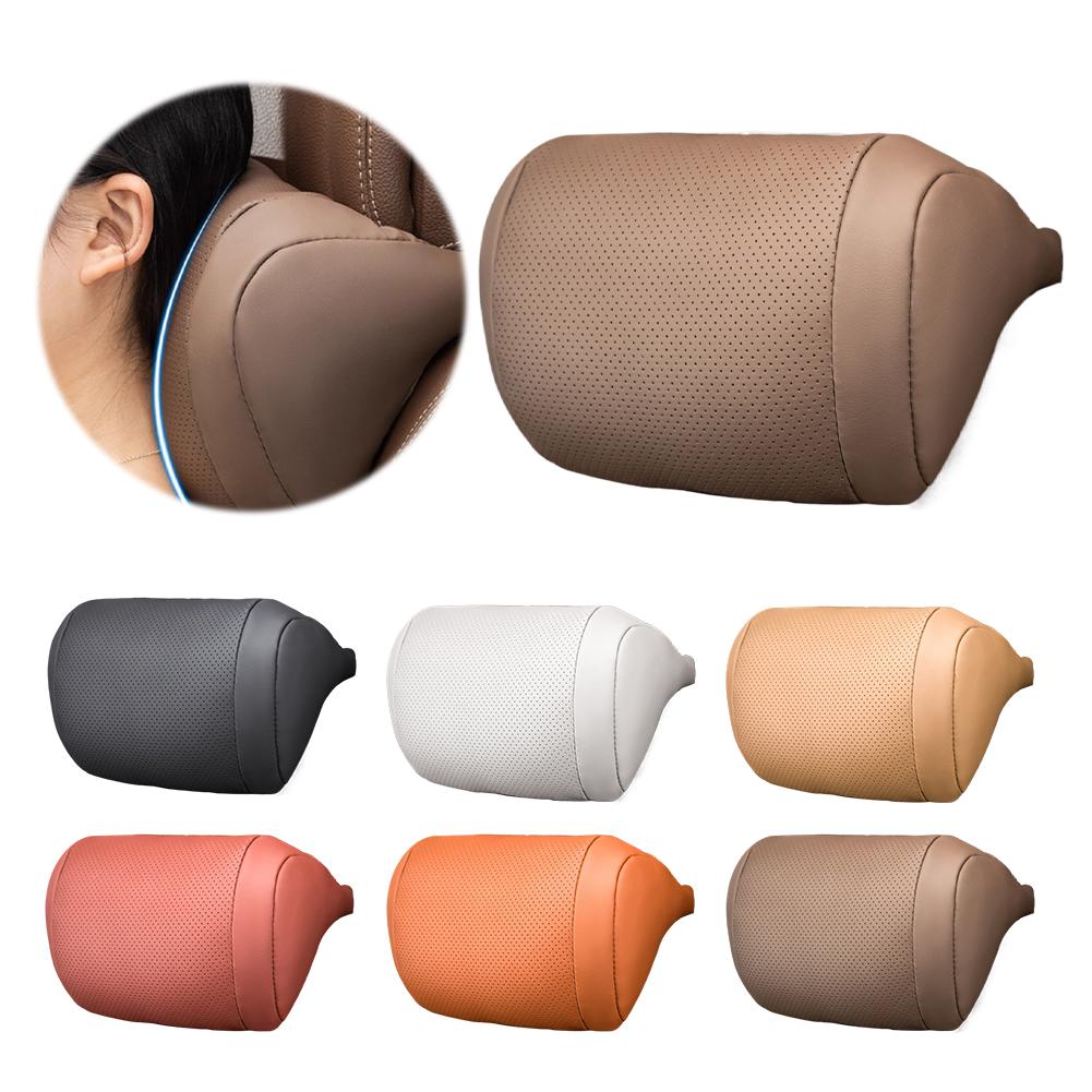 Nappa Car Seat Headrest Comfortable Breathable Support Pillow Ultra-Soft Comfort Relieves Driving Fatigue for Benz Tesla D8I7