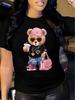 Sleeve Top - Stylish Casual Summer Spring Wear with Design Women's Cute Teddy Bear Graphic T-Shirt Crew Neck