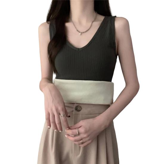 Women Thermal Tank Top V Neck Sleeveless Camisole Base Layer Thickened Fleece Lined Cami Vest Underwear Tops for Winter Cold Weather