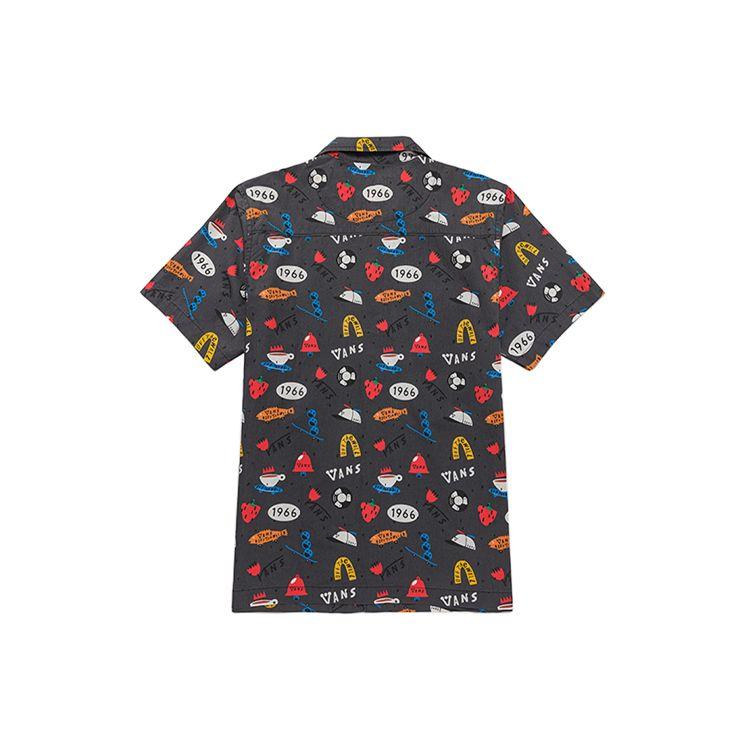 Vans X Artist Collaboration Printed Cartoon Fun All Over High Street Casual Polo Shirt Unisex Shirts Black VN0A7TQUYEG
