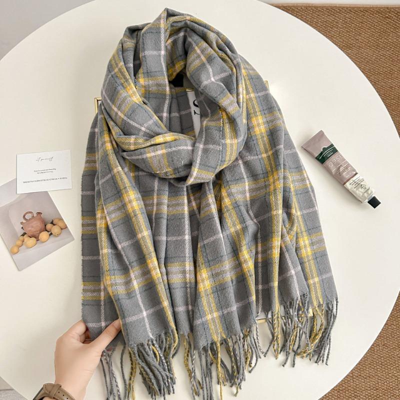 Scarf Women's Winter Premium Plaid Shawl Student Couple Warm Thickened Scarf
