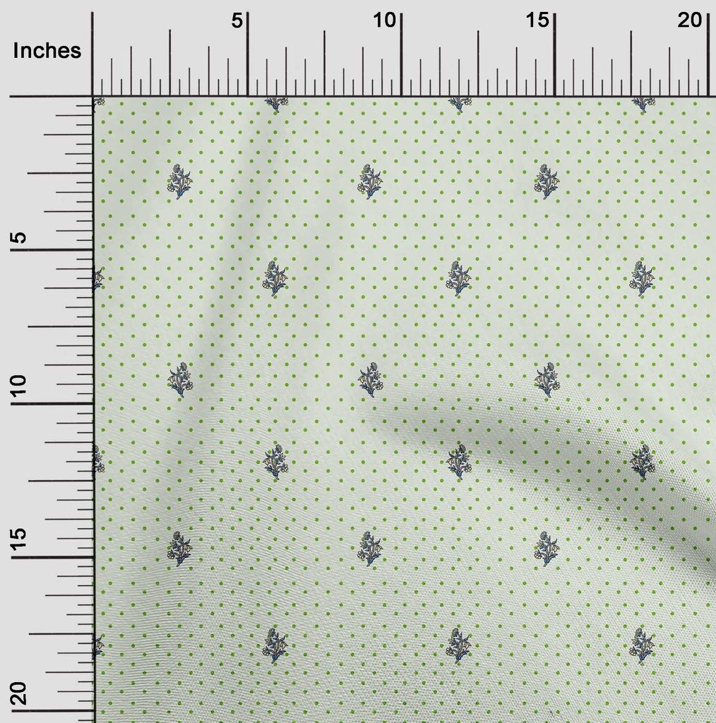 oneOone Cotton Flex Light Green Fabric Floral Fabric For Sewing Printed Craft Fabric By The Yard 40 Inch