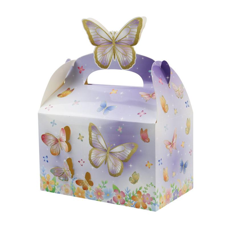 Carry Box White Card Printing Butterfly Handheld Candy Box Three-Dimensional Handheld Box Packaging Gift Box
