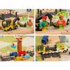 Wooden Train Track Set with Crane Works Rescue Educational Assemble Toys for Boys Girls Compatible with Wooden Rail Pd49