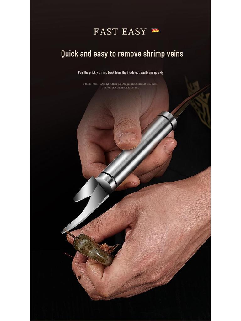 Stainless Steel Shrimp Deveining & Peeling Knife - Dual-Function Shrimp Shell & Line Remover
