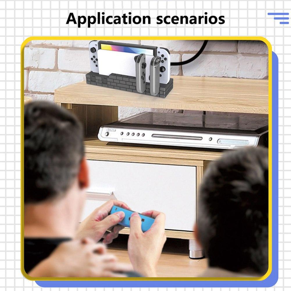 Ladestation für Switch-Controller, kompatibel mit Nintendo Switch und OLED-Modell Joycons, aufgerüstet mit 8 Spielespeichern für Nintendo Switch Joycon