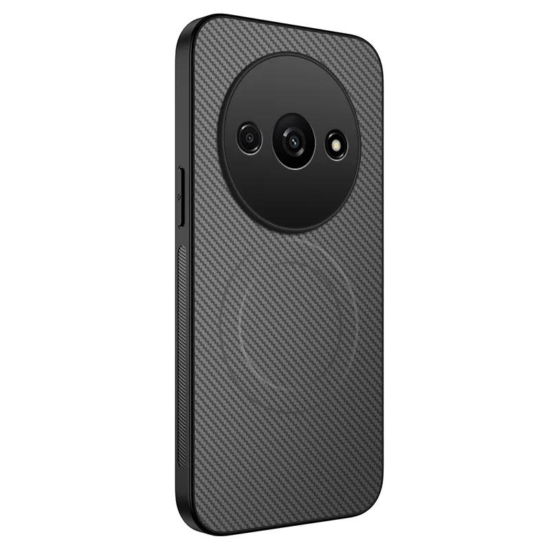 Magnetic Silicone Case For Redmi A5 4G A4 5G A3x Wireless Charging Carbon Fiber PU Leather Anti-Drop Soft Cover Phone Cases