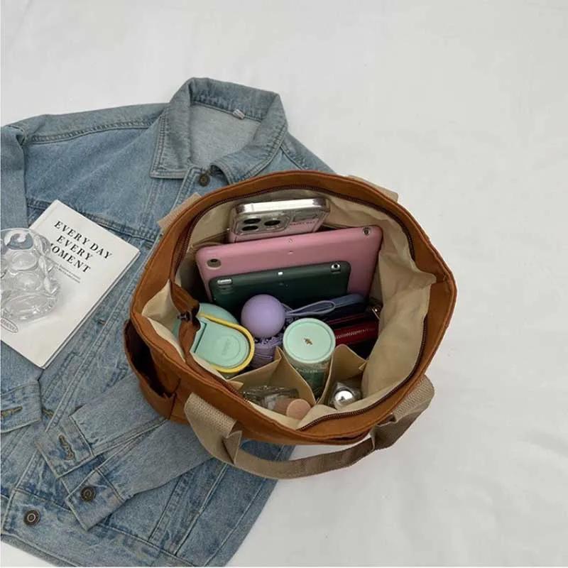 Large Capacity Lightweight Canvas Bag  Waterproof Solid Color Tote Bags Canvas Handbag Shoulder Bag for Work School Travel