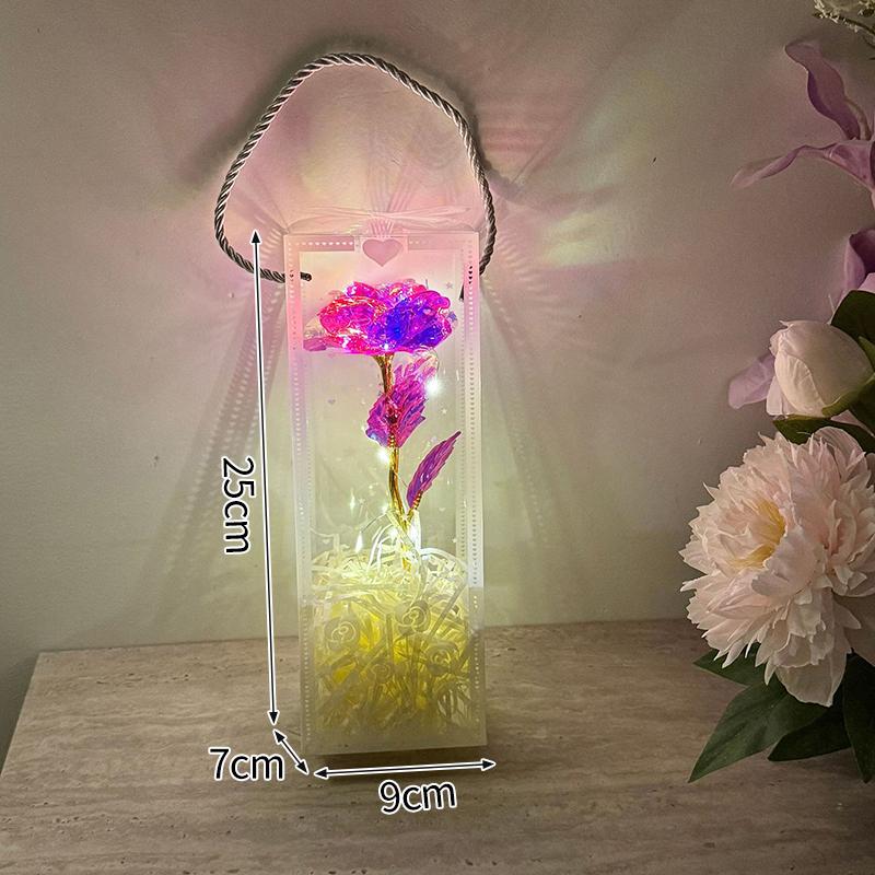 Eternal Flower Galaxy Rose Gift Items Artificial Flowers In Transparent Dome Valentine'S Day Present Vivid Foil Rose Desktop Ornament