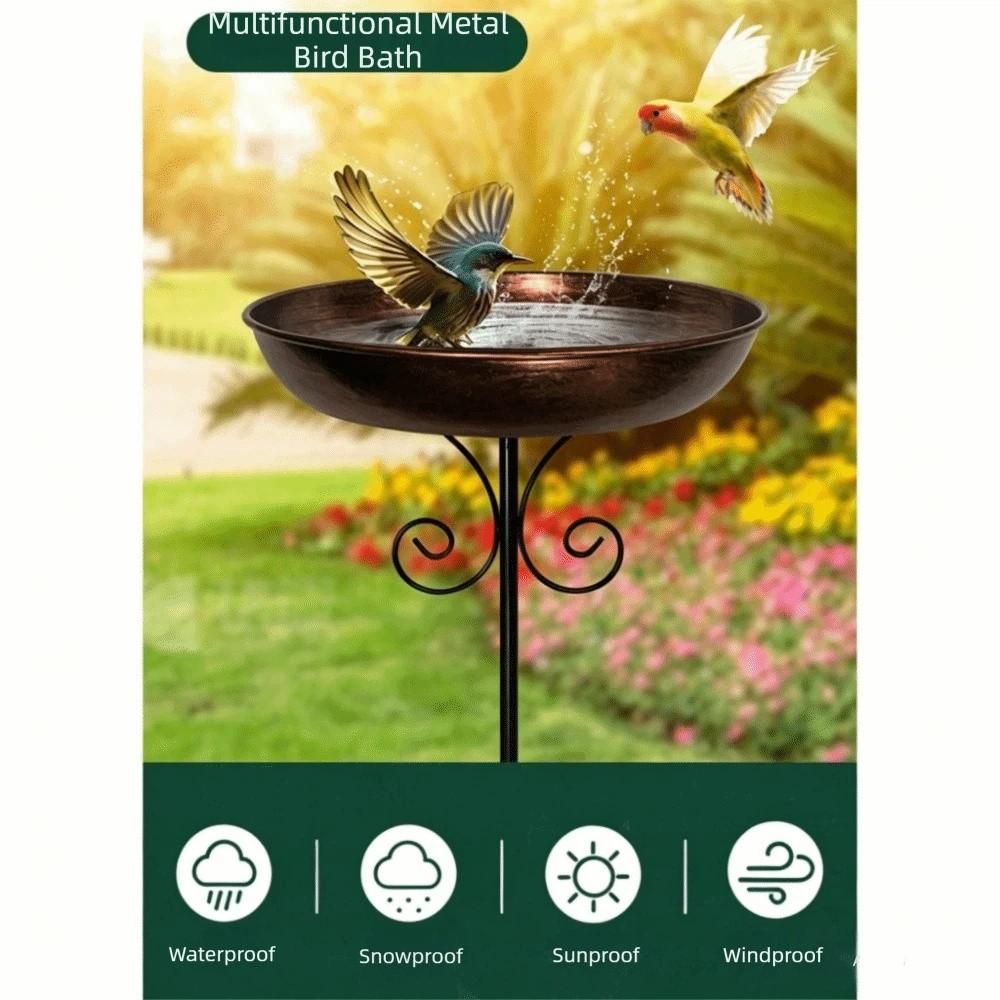 Rustproof Bird Bath Feeder Bowl Iron Bird Water Bowl Bird Feeder  Patio Decor