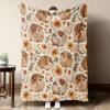 1 Stück Kuschelige Flanelldecke mit entzückendem Meerschweinchen- und Blumendesign - Weiche Warme Überwurfdecke für Sofa Bett Büro