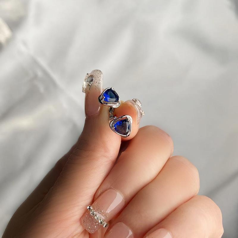 925 Sterling Silver Blue Zircon Earrings For Women Silver Color Small Stud Earring Female Fashion Wedding Ear Jewelry Gift
