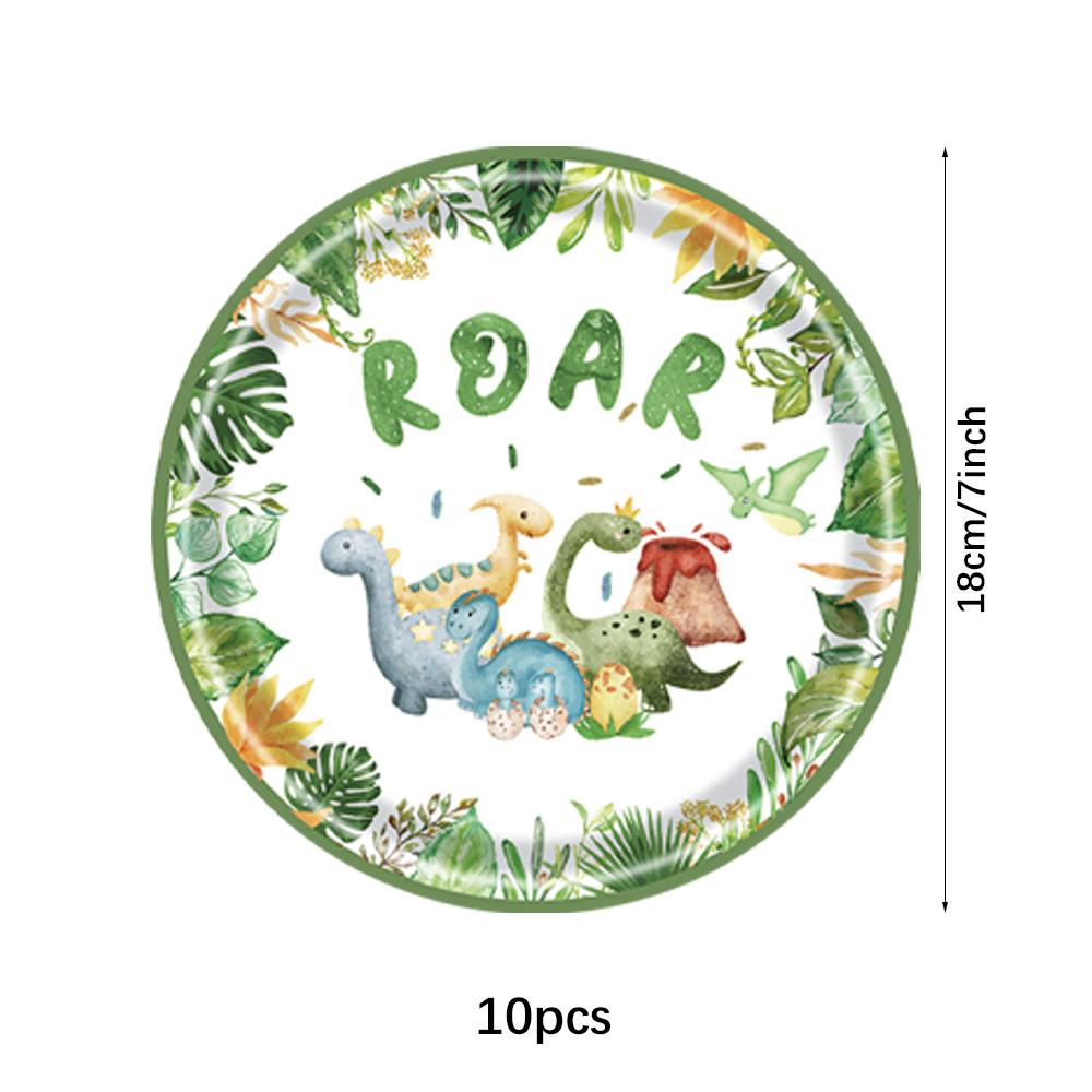 Cartoon Dinosaur Birthday Disposable Tableware Paper Plates Cups Napkin Tablecloth Dinosaur Roar Theme Birthday Party Decoration