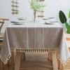 Battilo Linen Tablecloth Rectangular Tables Cloth With Tassel Waterproof Coffee Desks Cover for Dining Table Wedding Decor