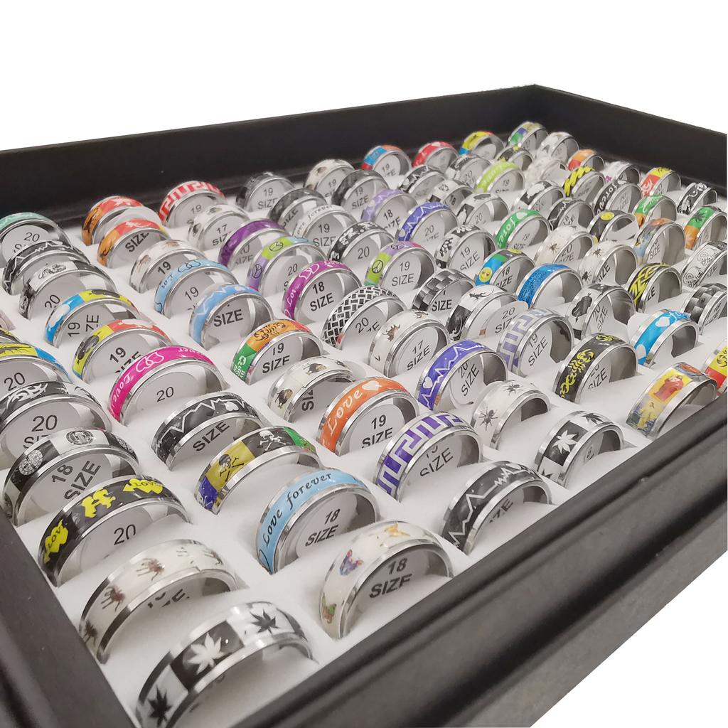 20Pcs Anel de Aço Inoxidável Adesivo Gotejamento Óleo Ornamento Anel